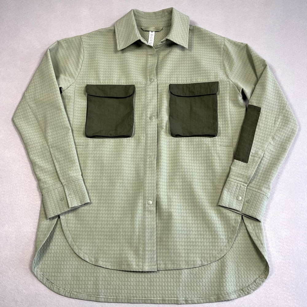 Lululemon Grid Fleece Hiking Overshirt Green Detours Welcome Womens 4 Gorpcore